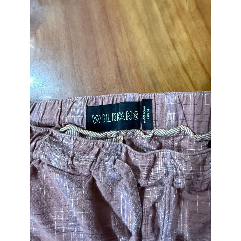 Wildfang Women's pants L Cotton Chino Drawstring Straight Essential Plaid P29 - Picture 3 of 6
